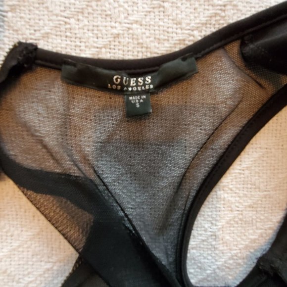 Guess Black Fit n Flare Sheer Cocktail Dress - Picture 6 of 6